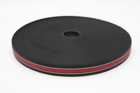Bilde av PP bånd 25 mm m/refleks sort/rød enkel